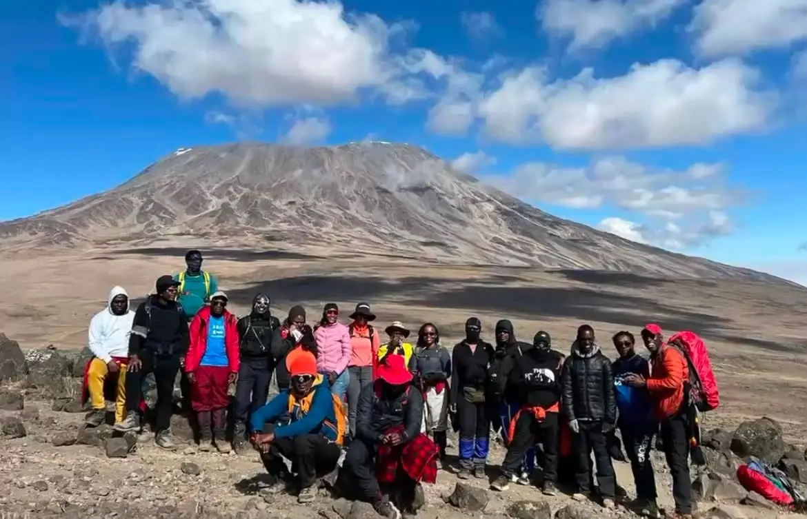 Group below Kilimanjaro summit
