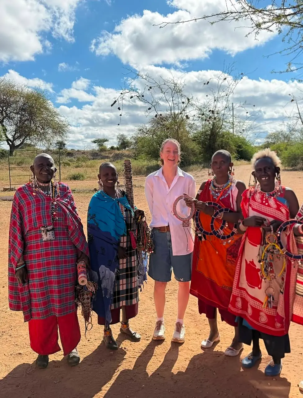 Guest visiting a Maasai village